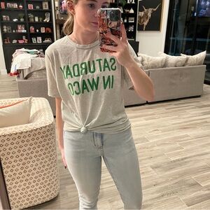 Gray Graphic Tee with Green Print